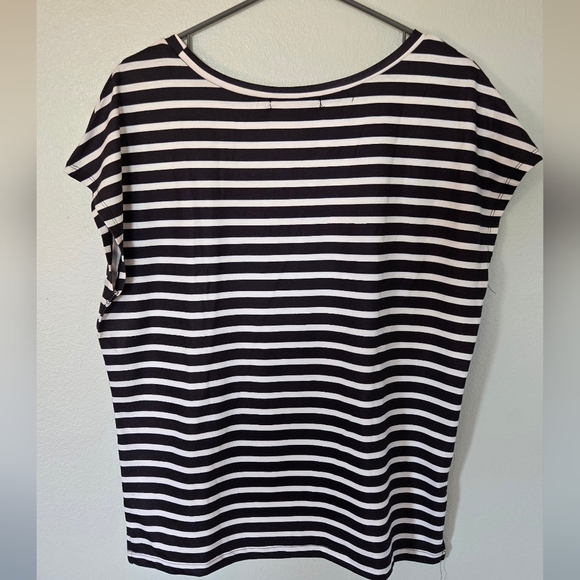 Mirol Black and White Striped Top Medium - Picture 2 of 5
